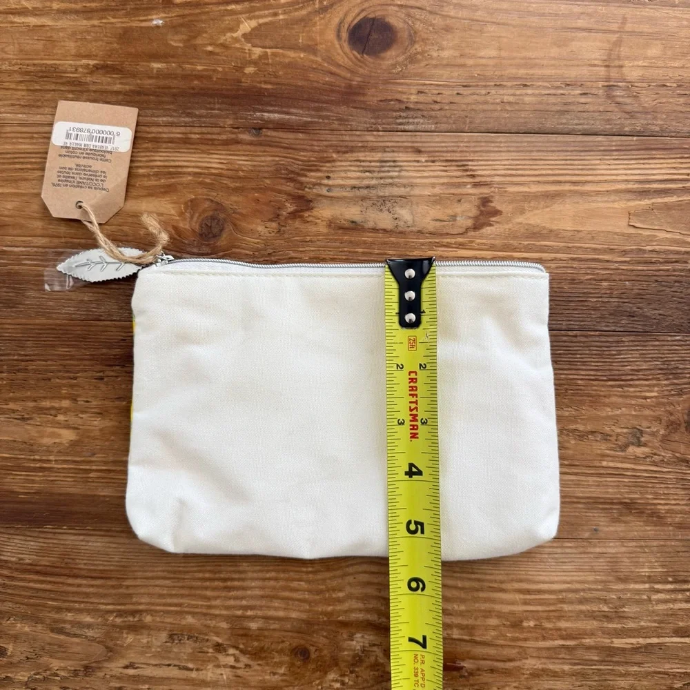 L'Occitane en Provence Organic Cotton Cosmetic Zipper Pouch Bag Cream Yellow NWT